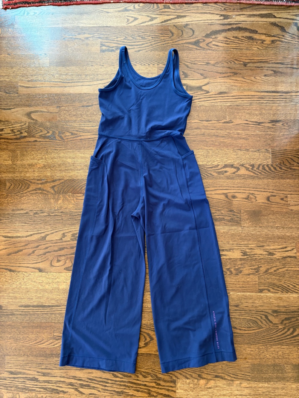 Athleta Navy Sleeveless Wide-Leg Jumpsuit with Pockets